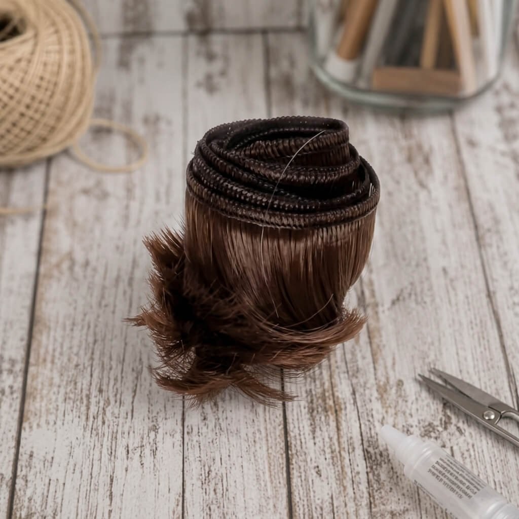 Cabelo curto para Bonecas 5cm - Castanho Escuro