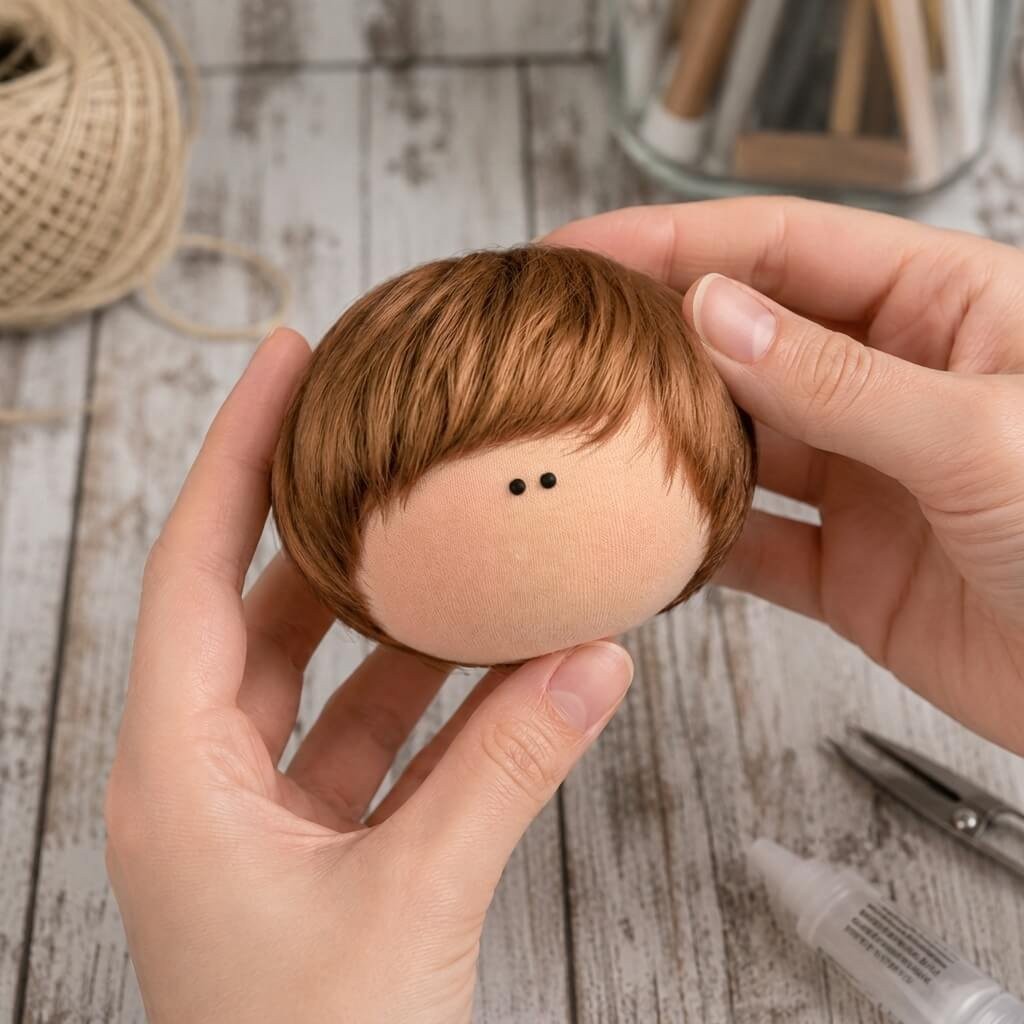 Cabelo curto para Bonecas 5cm - Castanho