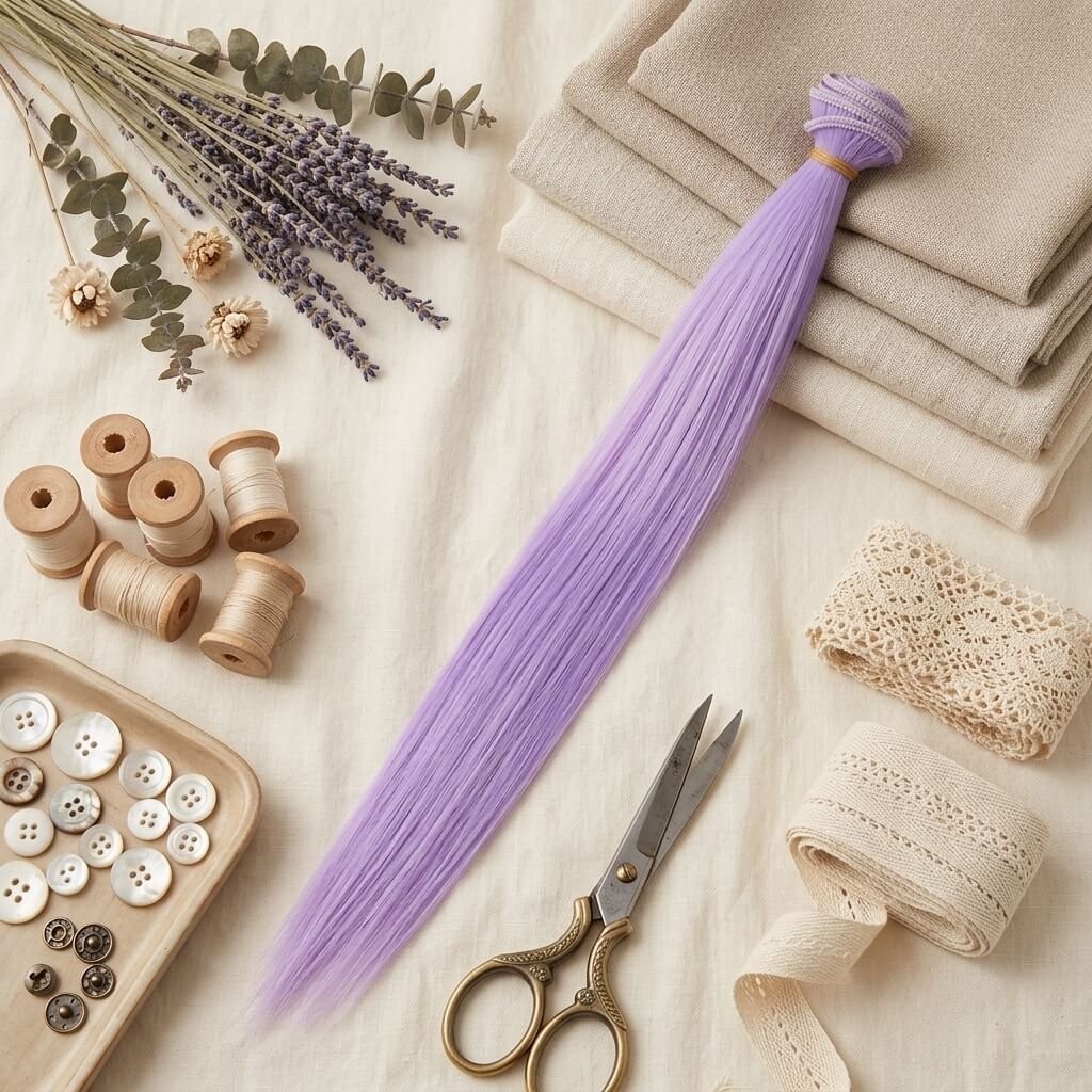 Cabelo para Bonecas liso 25cm - Lilás