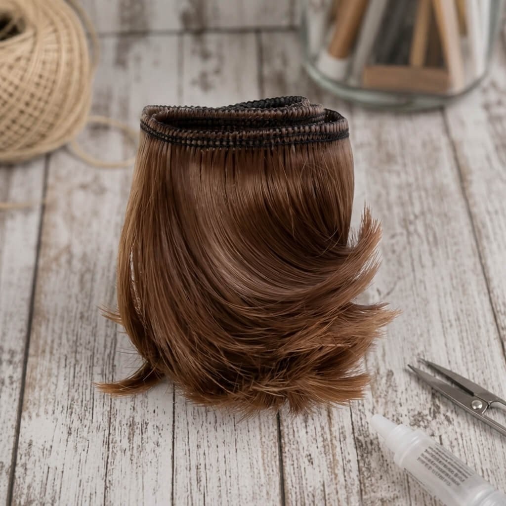 Cabelo curto para Bonecas 5cm - Castanho