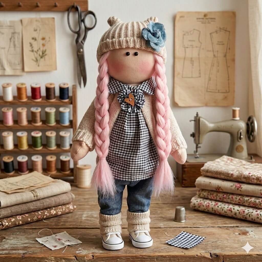 Cabelo para Bonecas Trança 25cm - Rosa Claro