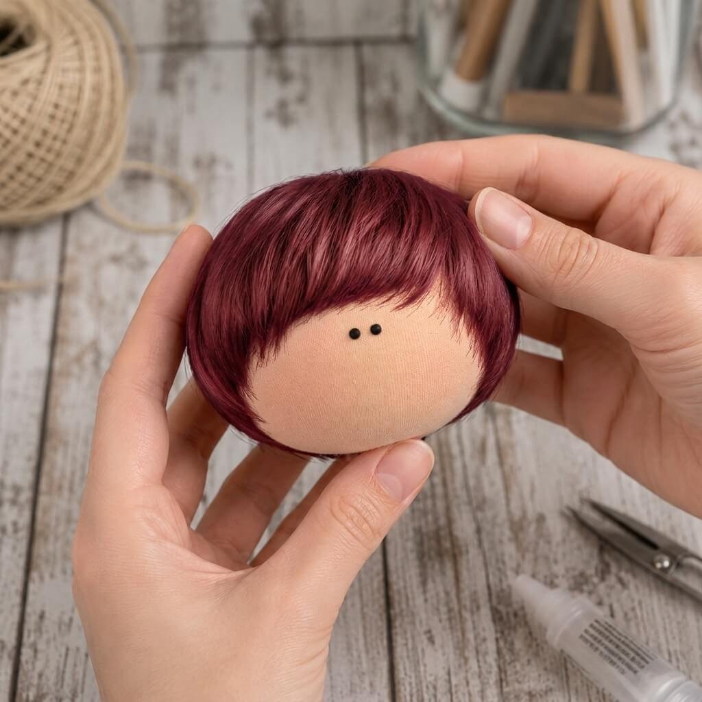 Cabelo curto para Bonecas 5cm - Vermelho