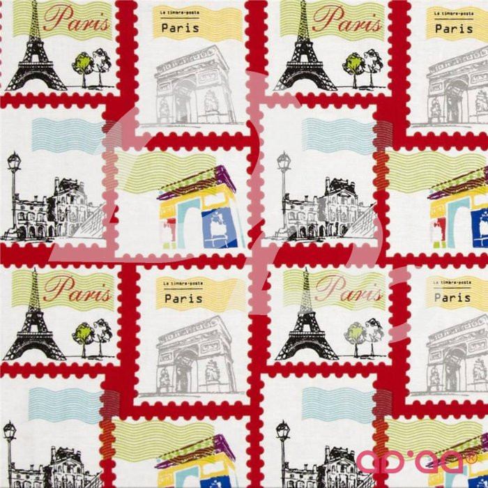 Riley Blake Pepe in Paris Stamp Red