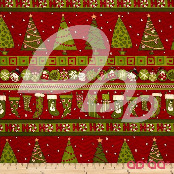 Ho Ho Holiday Christmas Repeating Stripe Red/Green