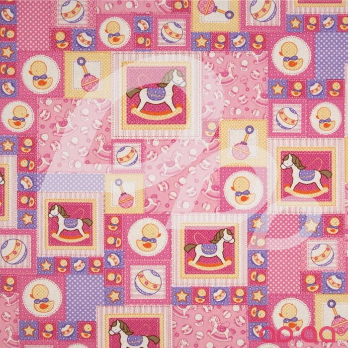 Baby Talk Rocking Horses/Ducks Patchwork Pink