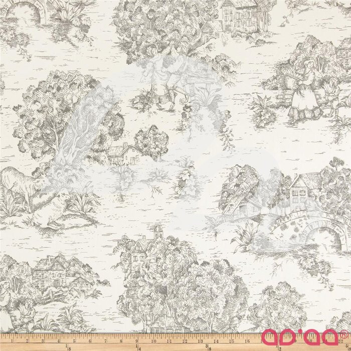 Pastoral Toile Ivory/Cerulean Charcoal