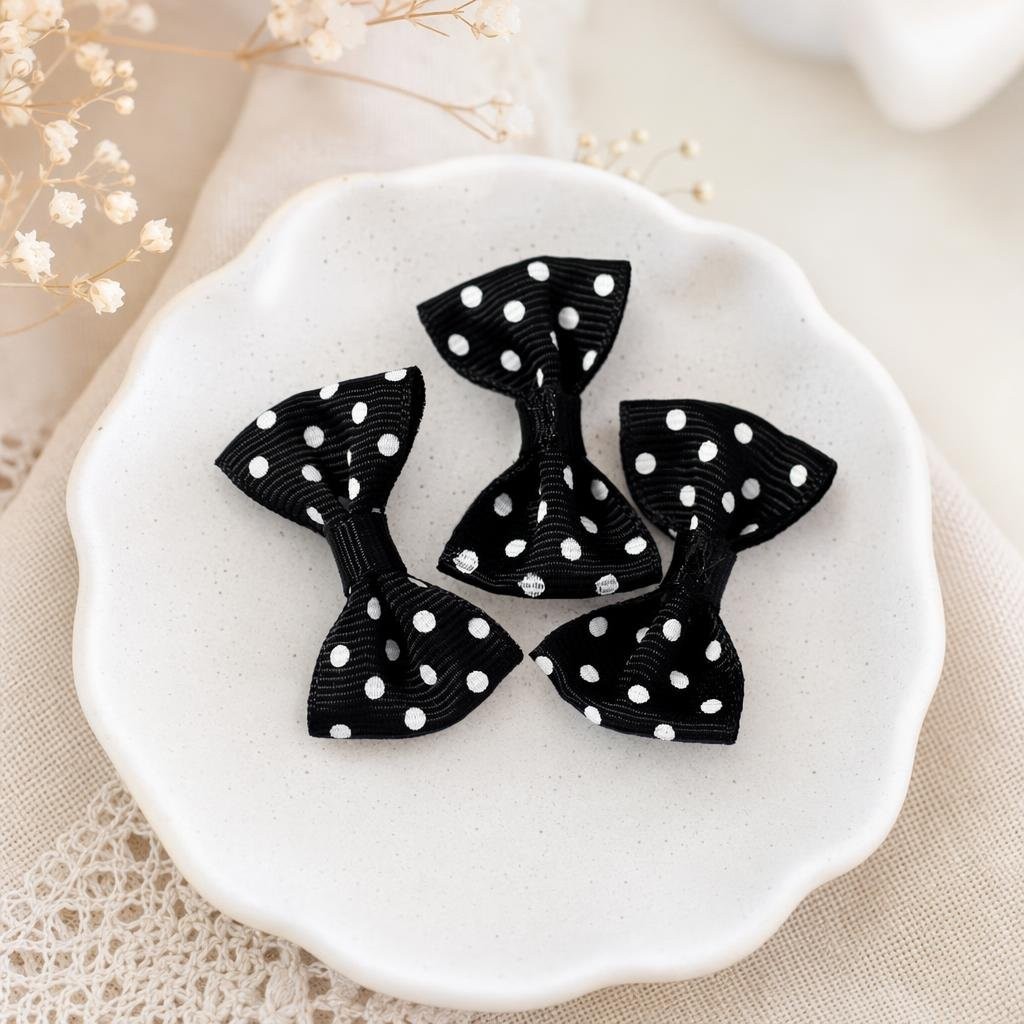 Laço Preto Pintas Branco 3,5cm