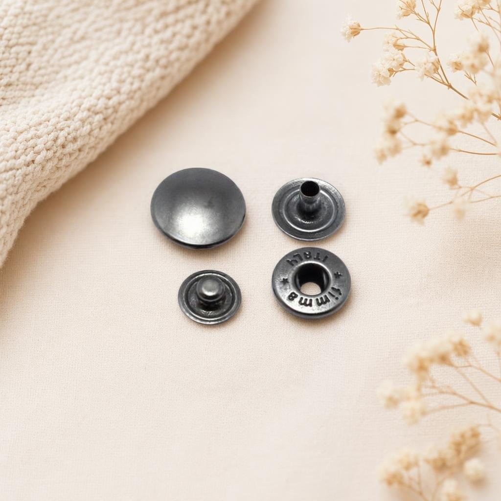 Botão Pressão Preto 15mm