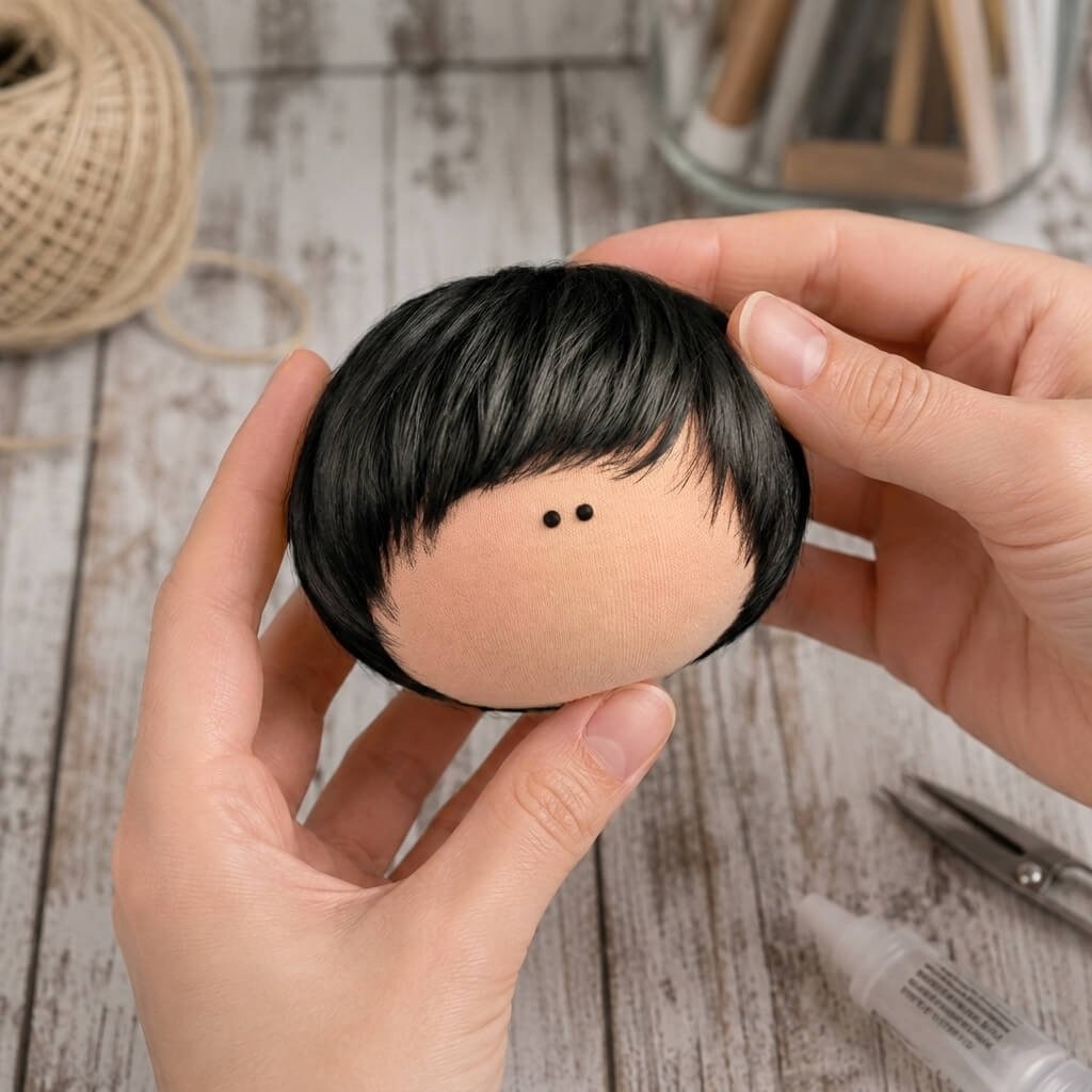 Cabelo curto para Bonecas 5cm - Preto