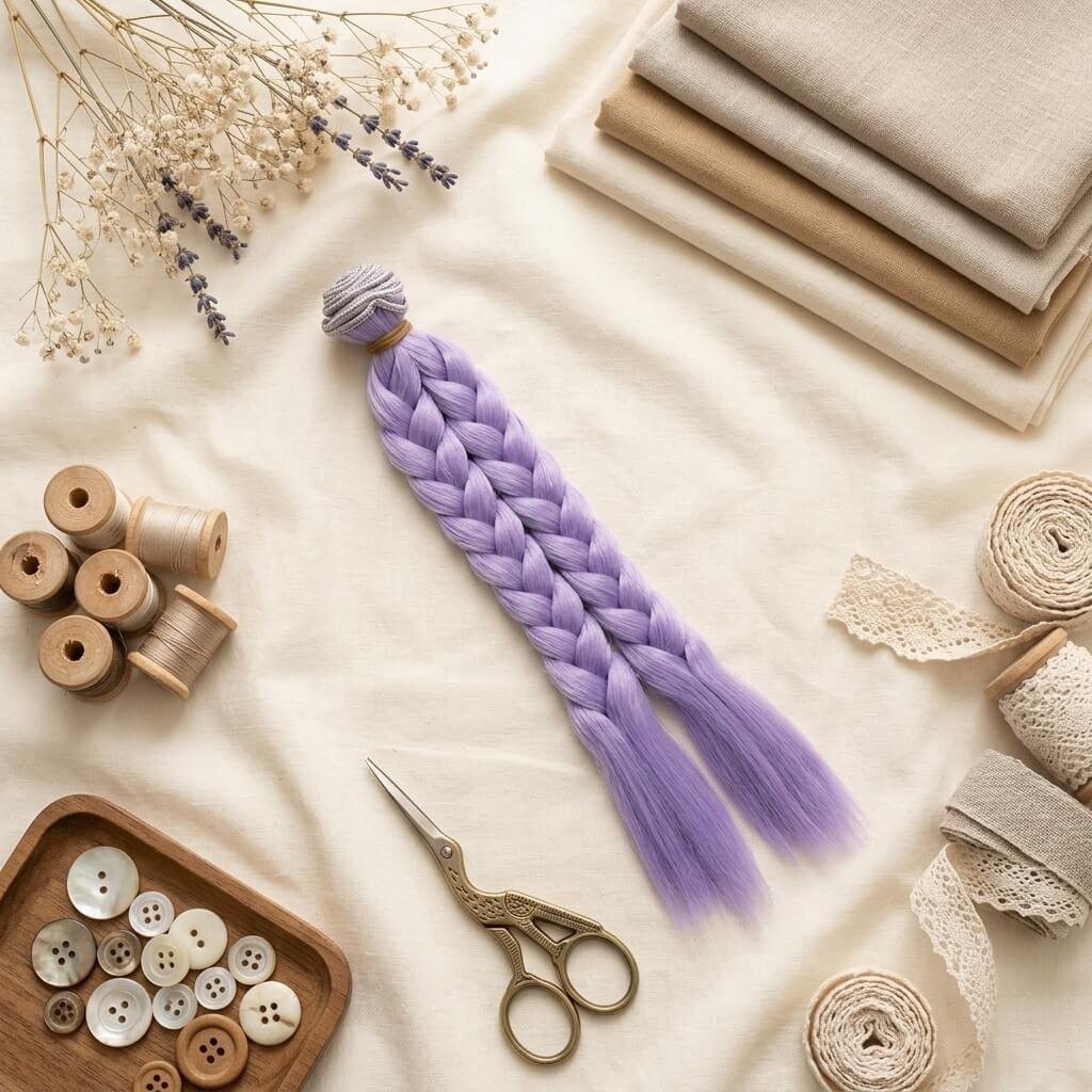 Cabelo para Bonecas Trança 25cm - Lilás