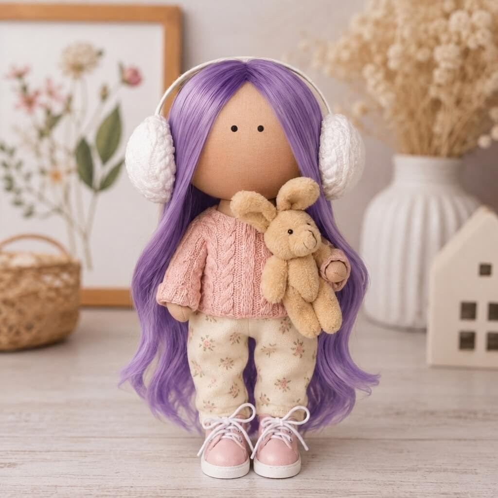 Cabelo para Bonecas liso 25cm - Lilás e Rosa