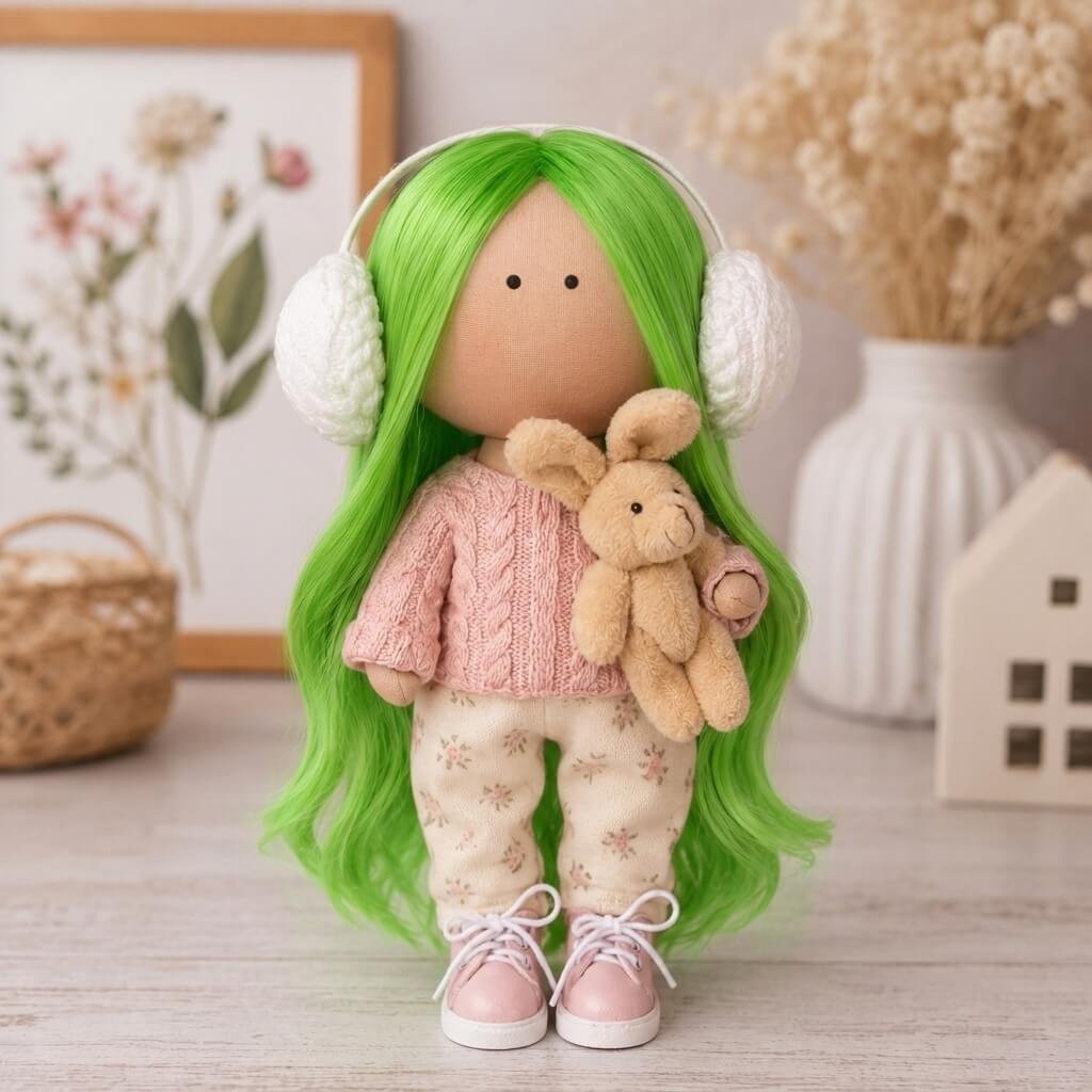 Cabelo para Bonecas liso 25cm - Verde Alface
