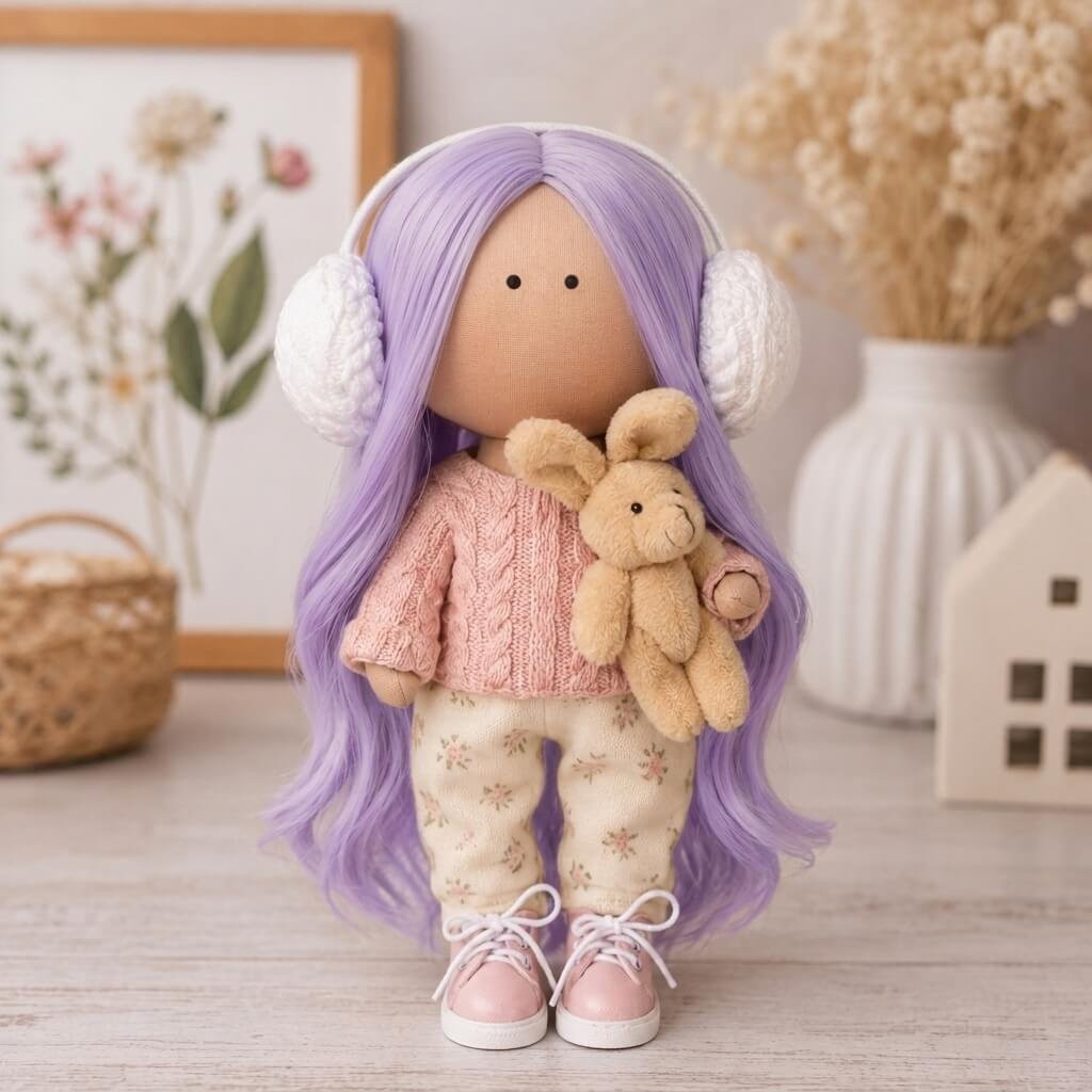 Cabelo para Bonecas liso 25cm - Lilás