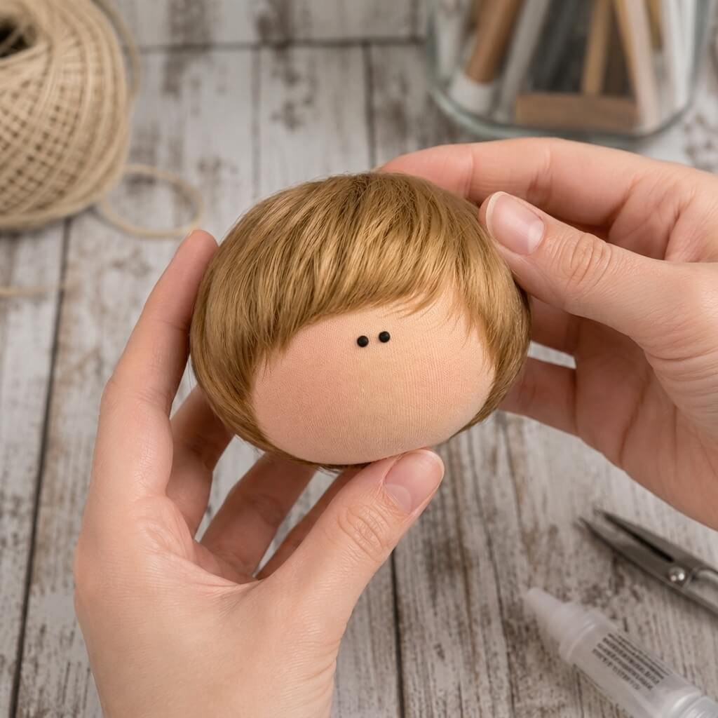 Cabelo curto para Bonecas 5cm - Castanho Claro