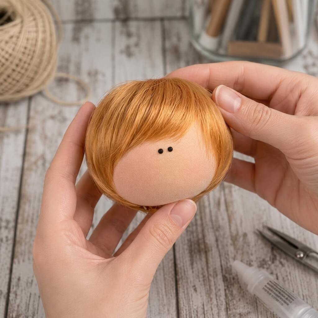 Cabelo curto para Bonecas 5cm - Ruivo