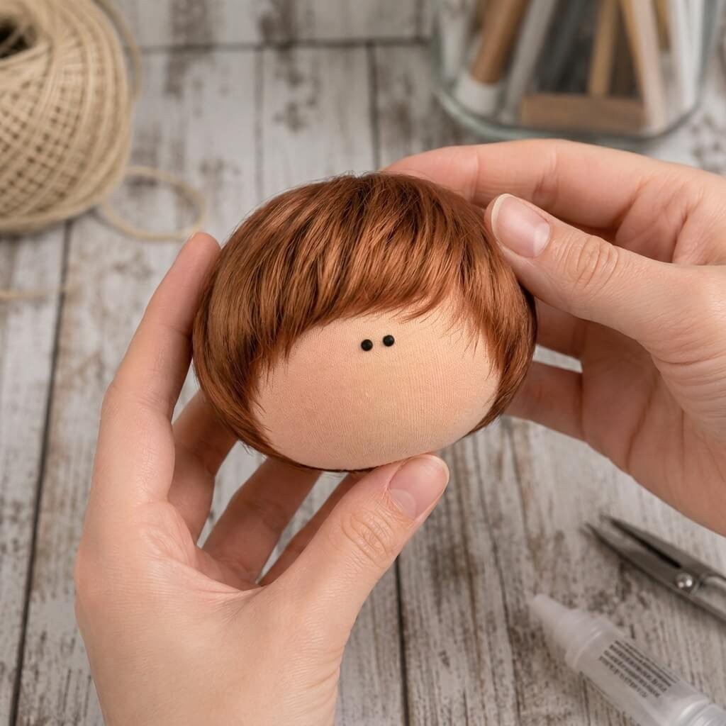 Cabelo curto para Bonecas 5cm - Ruivo Escuro