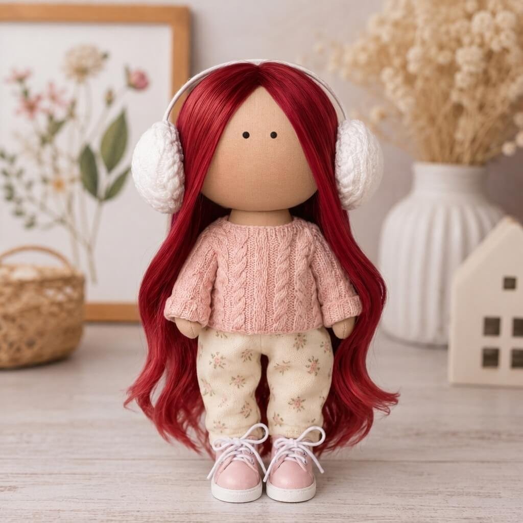 Cabelo para Bonecas liso 25cm - Bordeaux