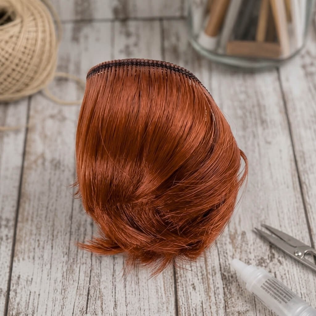 Cabelo curto para Bonecas 5cm - Ruivo Escuro