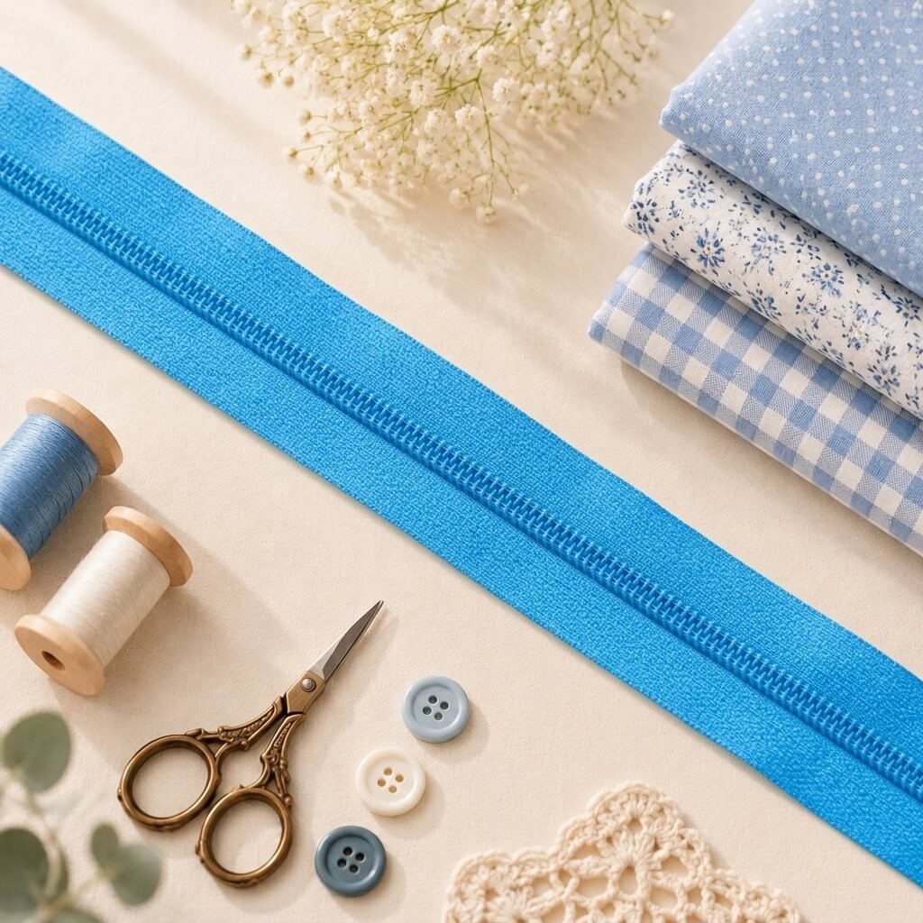 Fecho Zip 6 mm - 2 metros - Azul Turquesa - Outlet