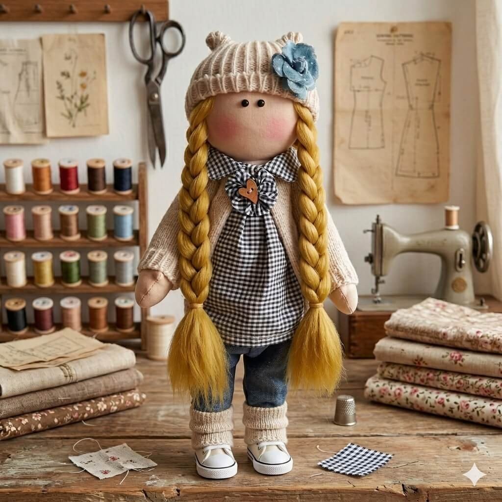 Cabelo para Bonecas Trança 25cm - Castanho Claro