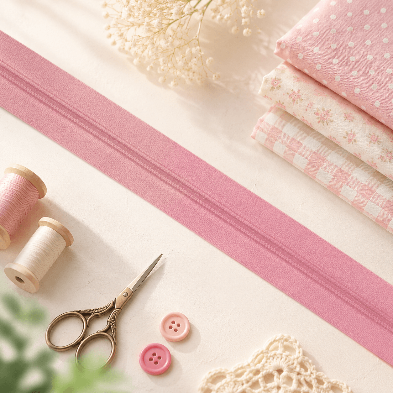 Fecho Zip 6 mm - 2 metros - Rosa Claro - Outlet