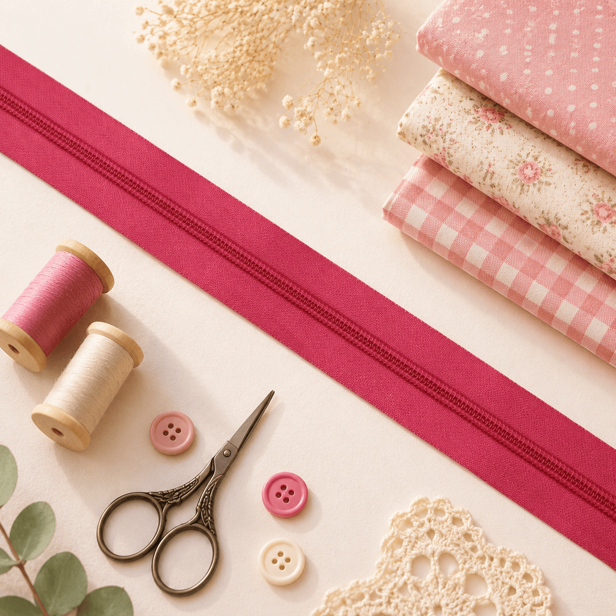 Fecho Zip 6 mm - 2 metros - Rosa Choque - Outlet