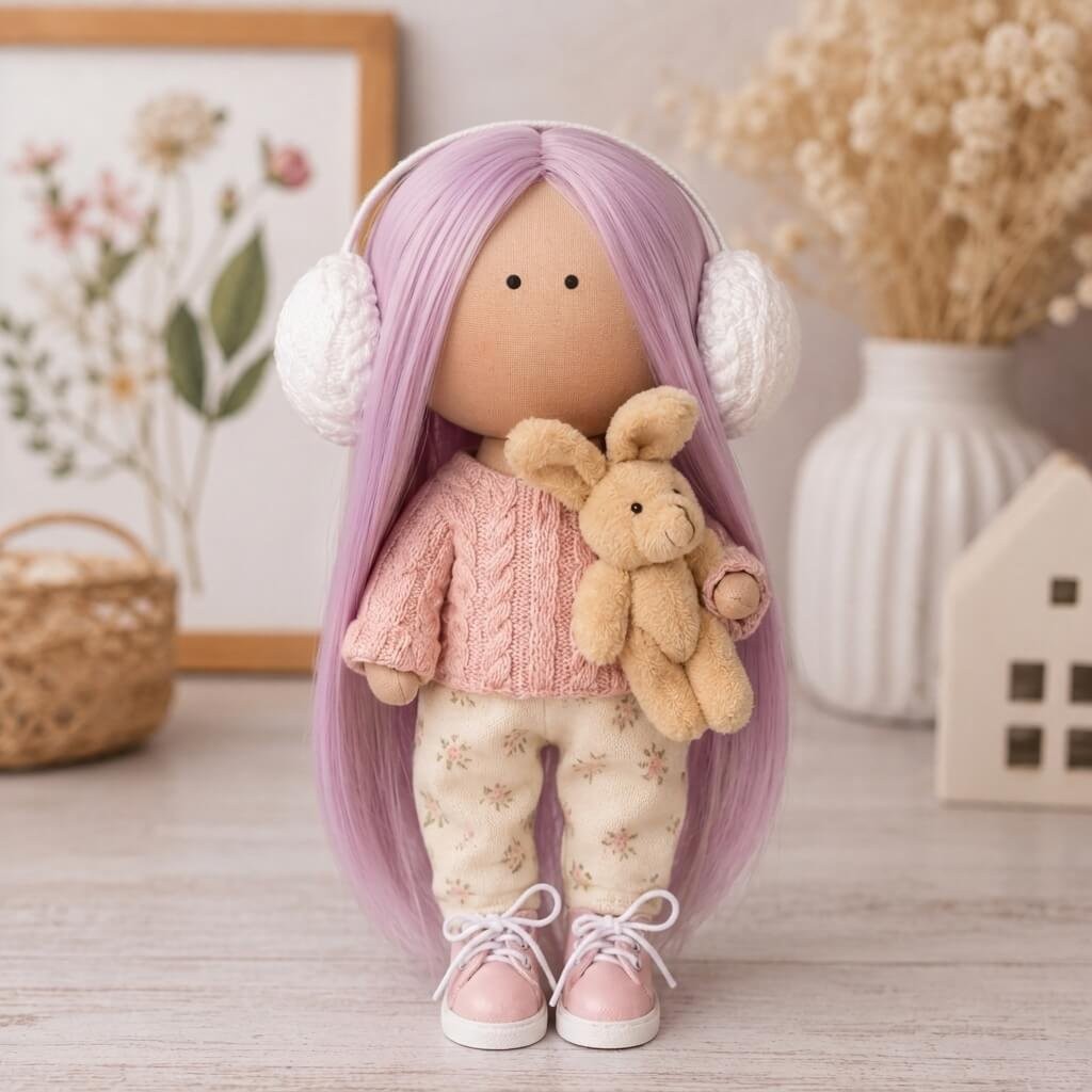 Cabelo para Bonecas liso 25cm - Rosa lilás