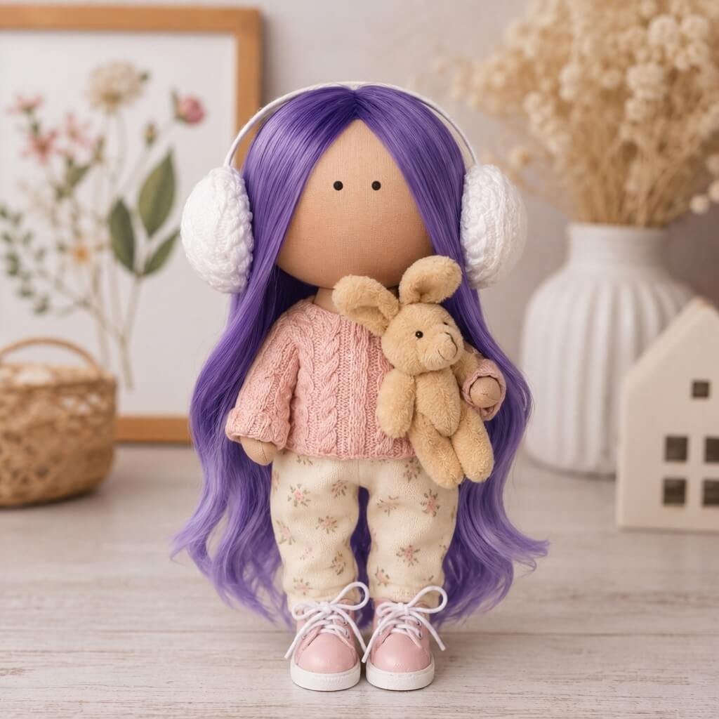 Cabelo para Bonecas liso 25cm - Roxo e Lilás