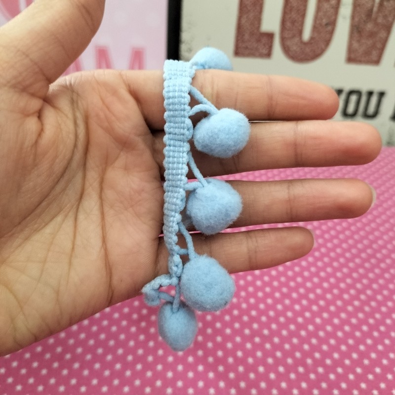 Fita Pompom 2cm - Azul Claro