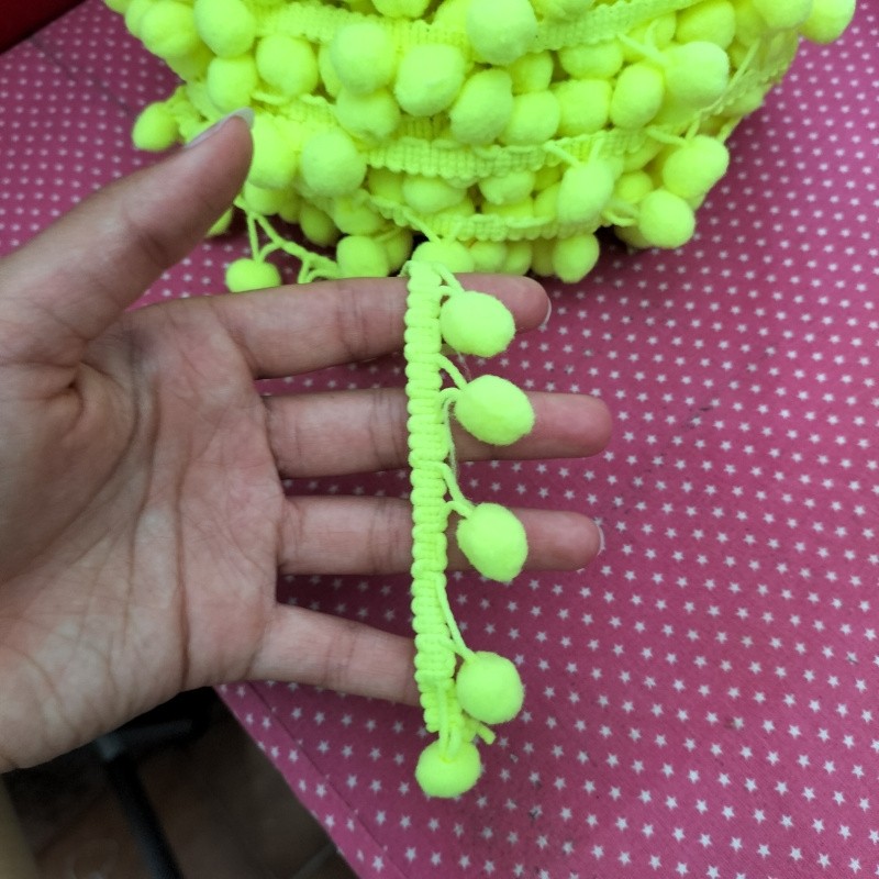 Fita Pompom 2cm - Amarelo Flurescente