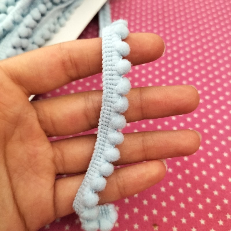 Fita Mini Pompom 1cm – Azul Claro