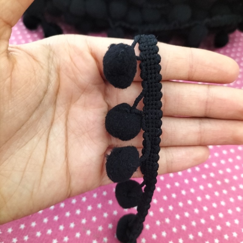 Fita Pompom 2cm - Preto