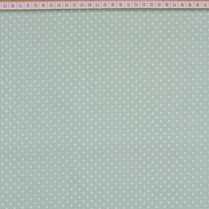 Tecido Cambraia com Pintas Brancas em Fundo Verde Bébé