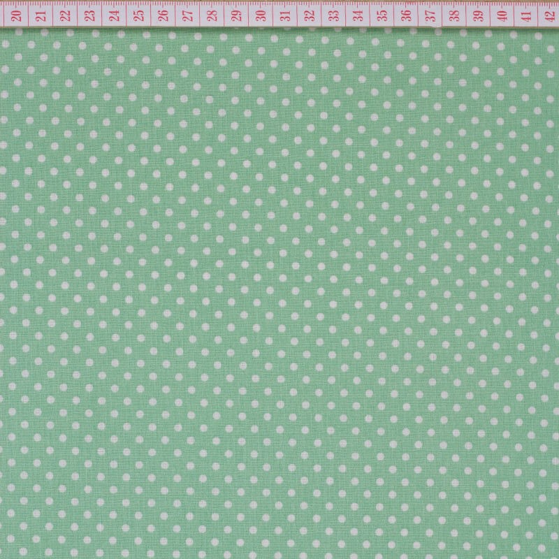 Tecido Cambraia com Pintas Brancas em Fundo Verde Pastel