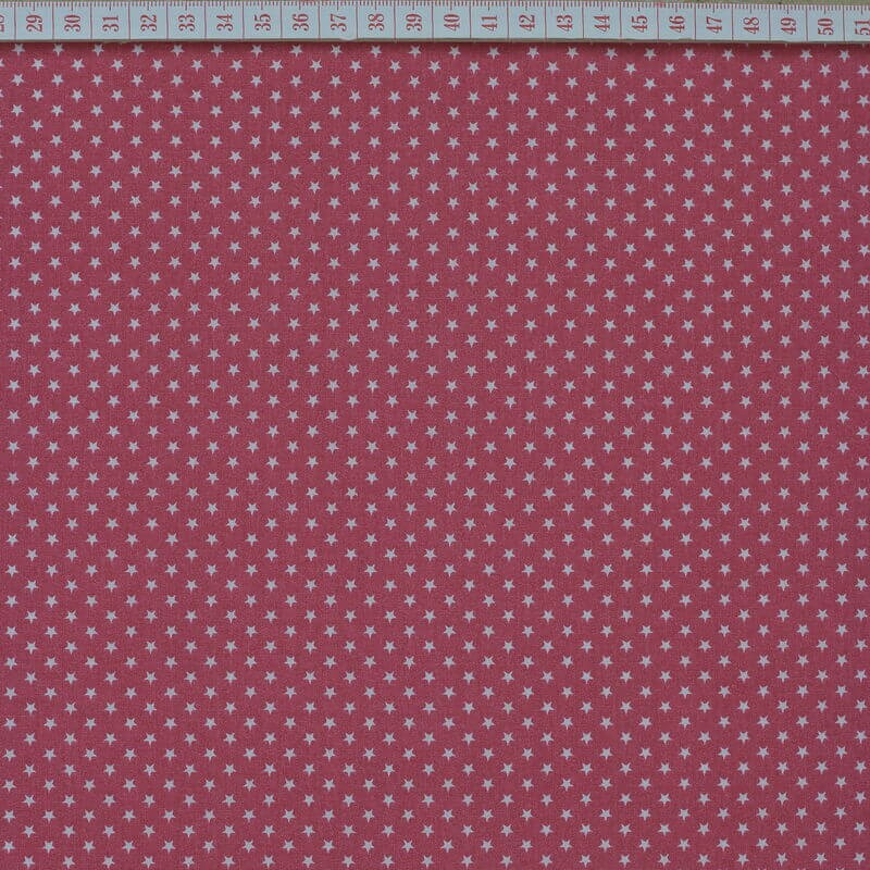 Tecido Cambraia com Estrelas em Branco com Fundo Rosa 