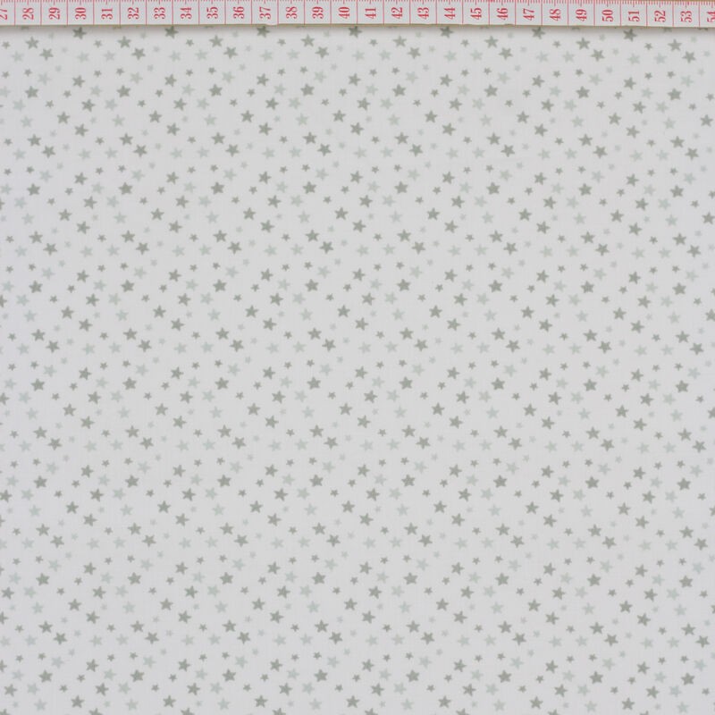 Tecido Cambraia com Estrelas em Cinzento com Fundo Branco