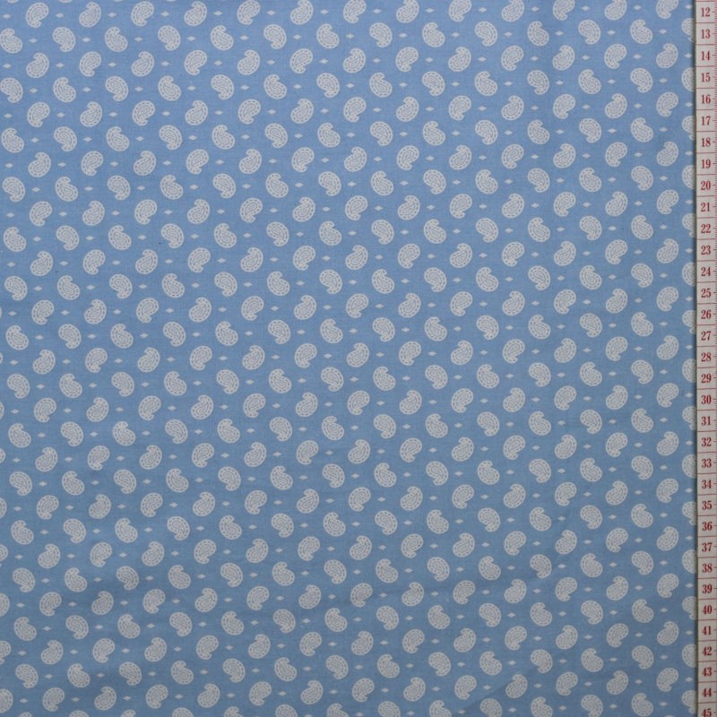 White Paisley in Light Blue