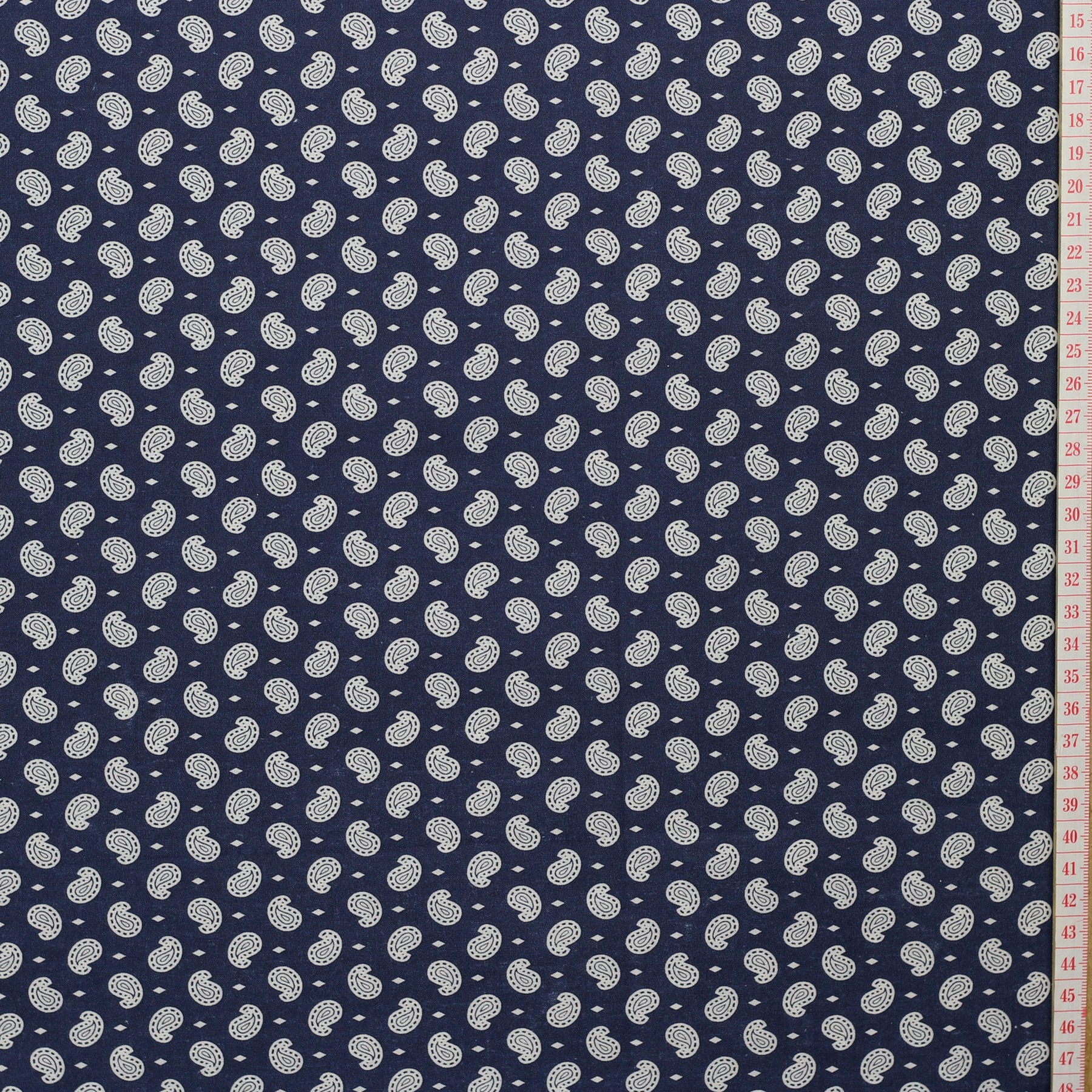 White Paisley in Dark Blue