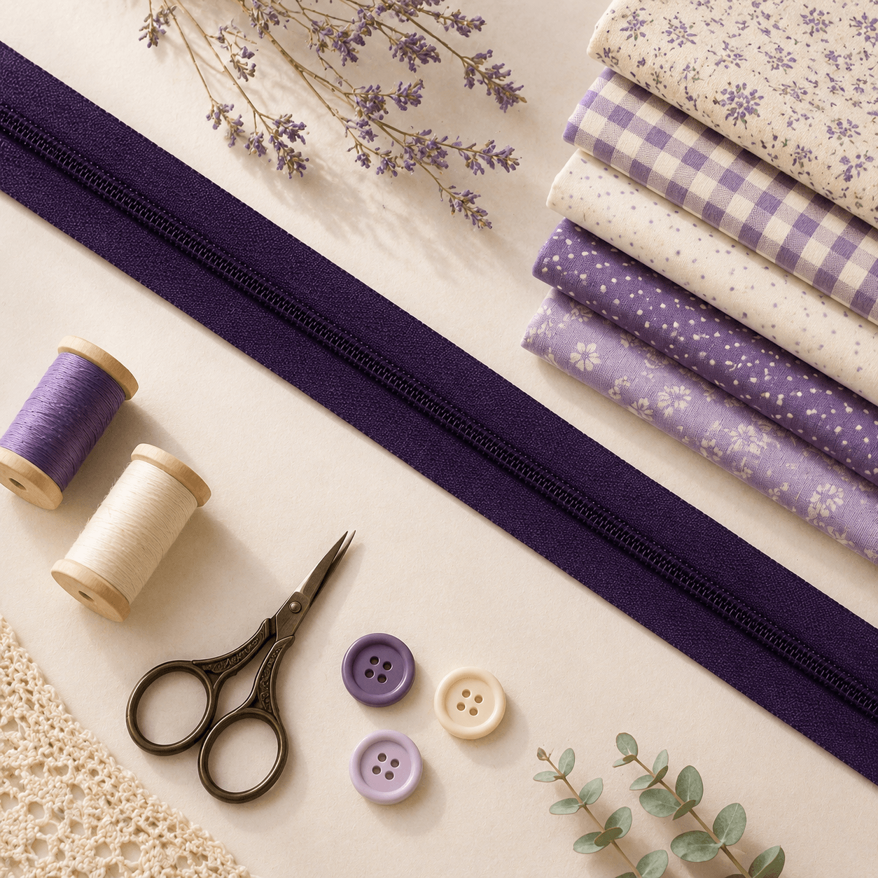 Fecho Zip 6 mm - 2 metros - Roxo - Outlet