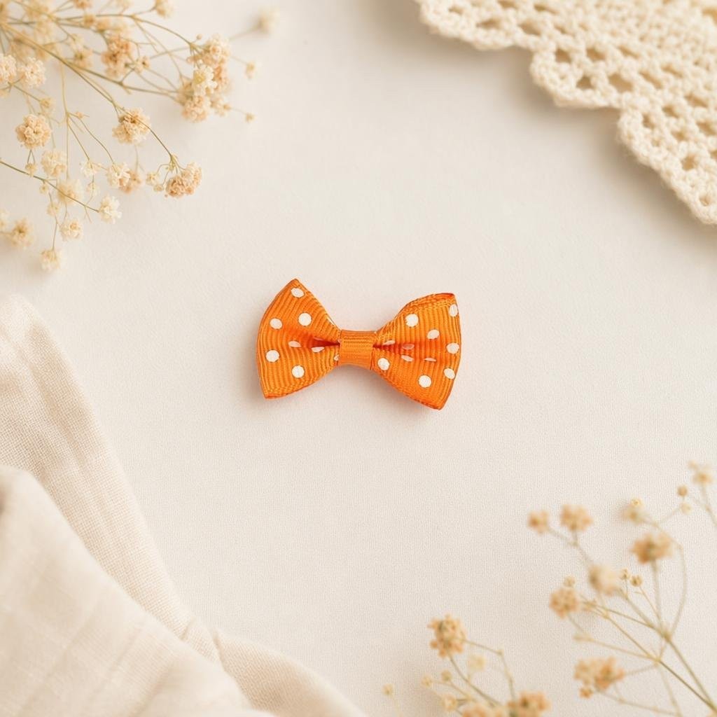 Laço Laranja Pintas Brancas 3,5cm