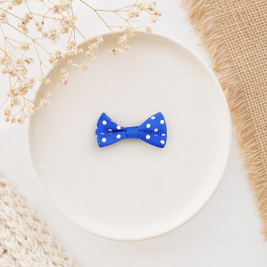 Laço Azulão Pintas Brancas 3,5cm