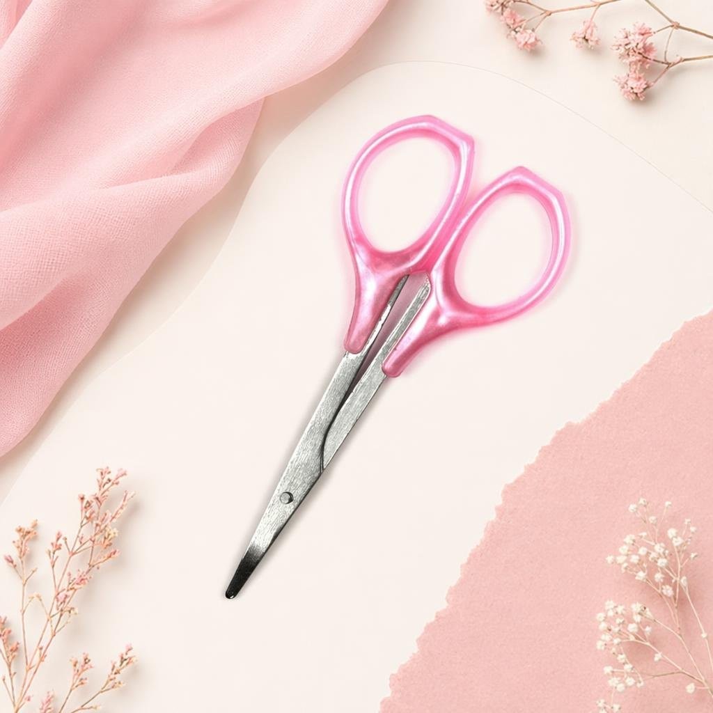 Tesoura pequena ponta curva Rosa