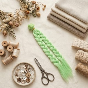 Cabelo para Bonecas Trança 25cm - Verde Alface