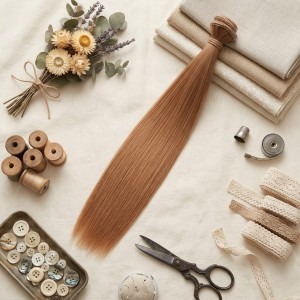 Cabelo para Bonecas liso 25cm - Castanho Claro