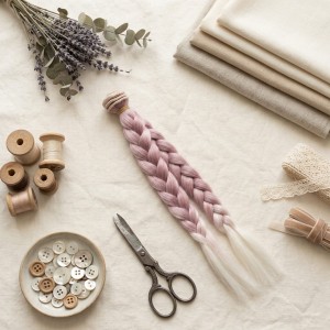 Cabelo para Bonecas Trança 25cm - Rosa Velho e Branco