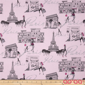 Timeless Treasures Fashionista Paris Scenic Pink
