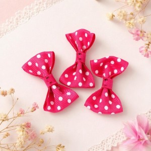 Laço Rosa Pintas Branco 3,5cm