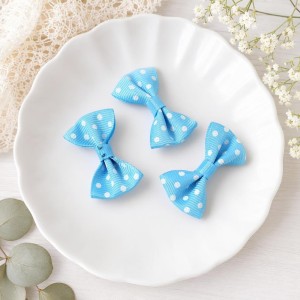 Laço Azul Turquesa Pintas Branco 3,5cm