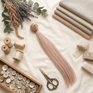 Cabelo para Bonecas liso 25cm - Rosa Acastanhado