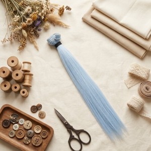 Cabelo para Bonecas liso 25cm - Azul Claro